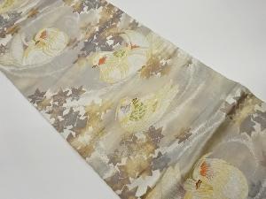 リサイクル　鴛鴦に紅葉模様織出し袋帯